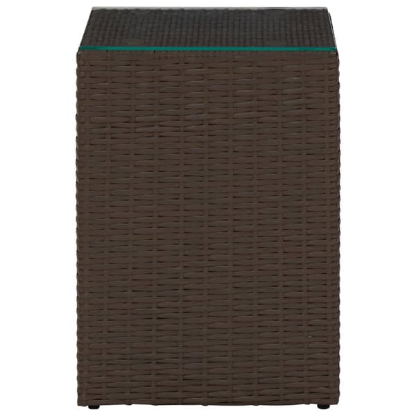 vidaXL sideborde, sæt med 3, glasplader, brun, polyrattan