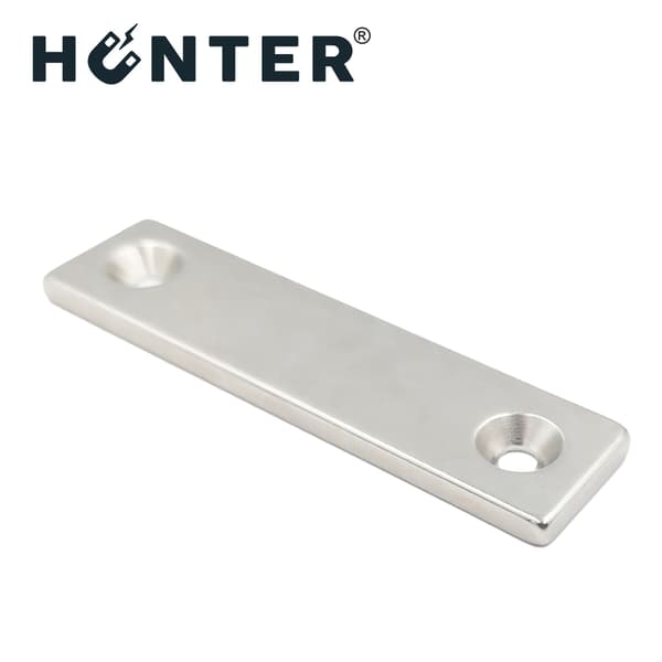 Neodymmagnet med hål för skruv 80x20x4mm rektangulär Hunter