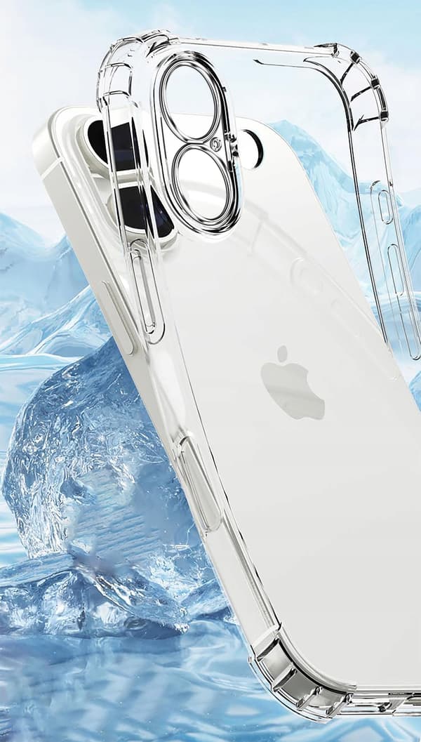 Etui til iPhone 16 Plus STØDMIDDELFRI CLEAR ARMOR + 9H BESKYTTENDE GLAS