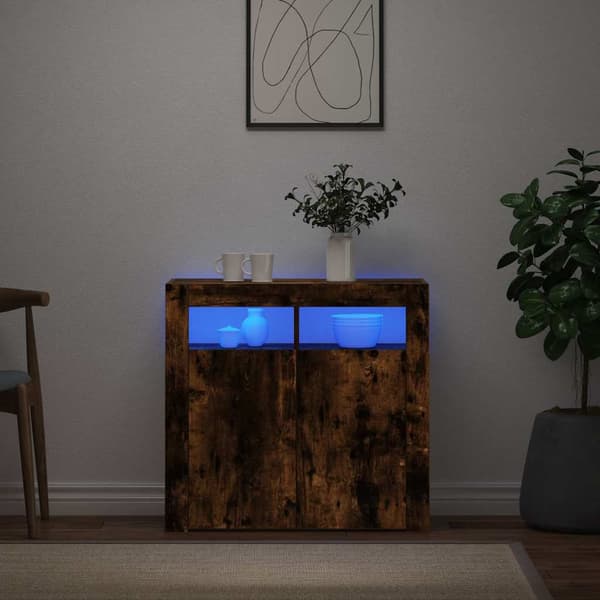 vidaXL LED-skab røget eg 80x35x75 cm