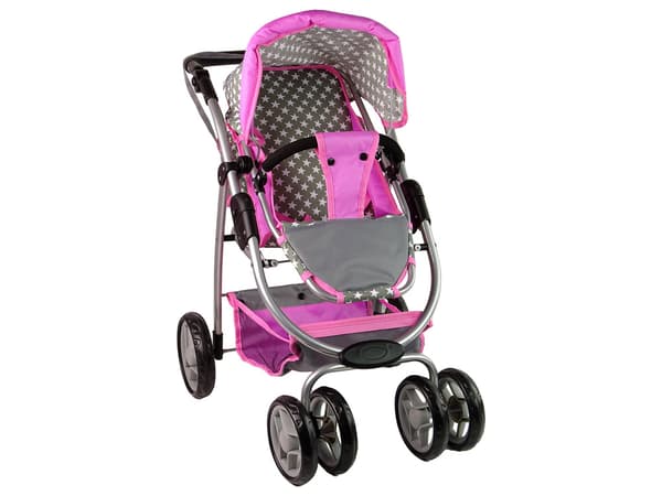 Dukkevogn 2 i 1 Gondoltaske Pink Stjerner
