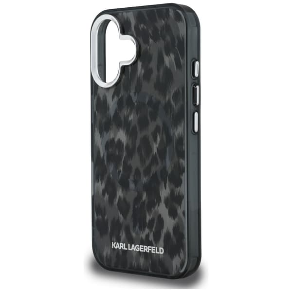 Karl Lagerfeld IML Leopardmønster MagSafe-etui til iPhone 16, sort
