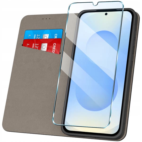 ETUI til Samsung Galaxy S25 MAGNETISK LUKNINGSETUI SMART MAGNET + GLAS