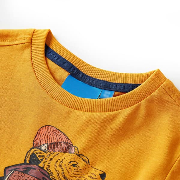 Barn långärmad T-shirt, ockra, 128