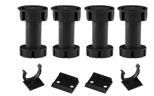 Køkkenmøbelben 150 mm/sort SÆT 4 ben + 2 klips