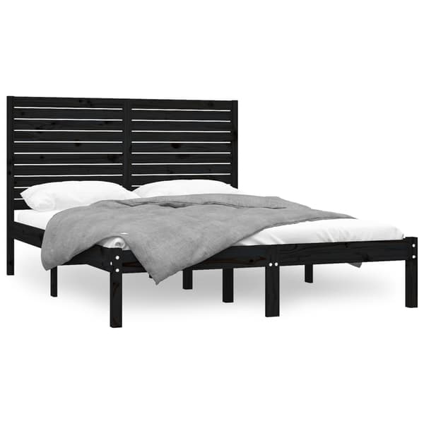 vidaXL Sängynrunko musta massiivipuu 150x200 cm