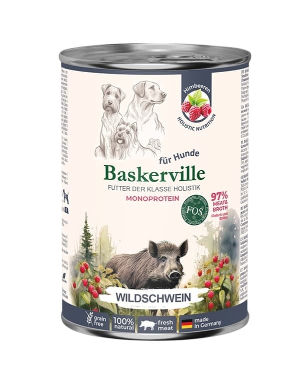 Baskerville Super Premium vådfoder til hunde, voksen vildsvin, holistisk, 400 g