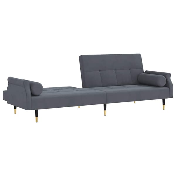 vidaXL Bäddsoffa med kuddar, mörkgrå, klädd i sammet