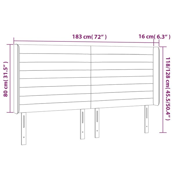 vidaXL Vingad nackstöd mörkgrå 183x16x118/128 cm tyg