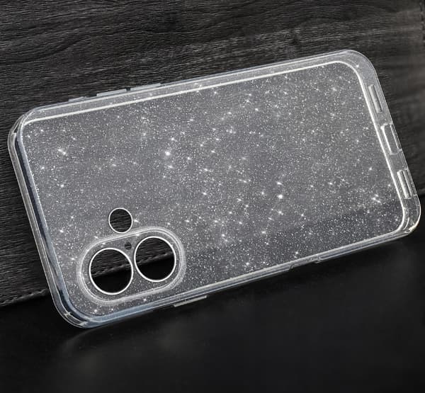 Etui til iPhone 17 KLAR GLITTER SKINNER 2MM + 9H GLAS