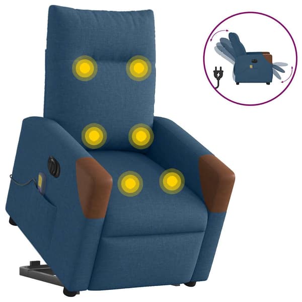 vidaXL Elektrisk lyftande massagefåtölj, vilstol, blå