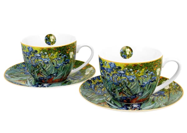 Set med 2 Van Gogh Iriskoppar och fat 250 ml