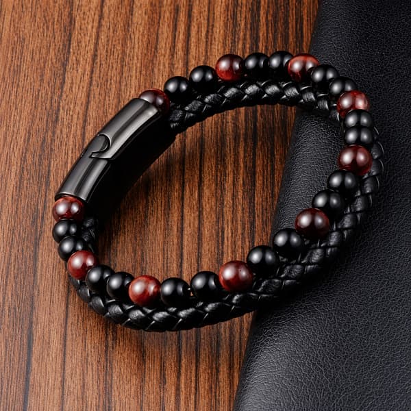Herrflätat armband elegant tigeröga pärlarmband