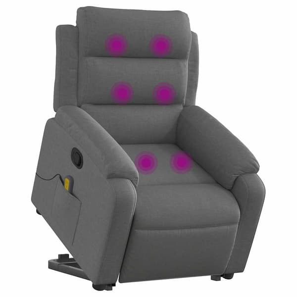 vidaXL Lyftbar massagefåtölj mörkgrå tyg