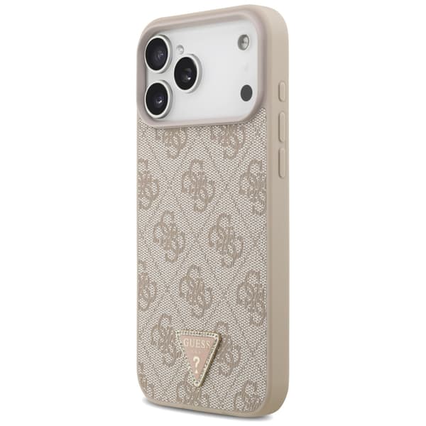 Guess Læder 4G Triangle Strass MagSafe-etui til iPhone 17 Pro Max - Lyserød