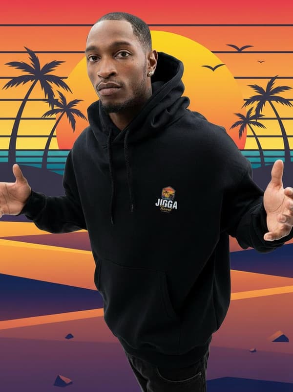 Jigga Wear Surfer Herre Sort Oversized Hættetrøje M