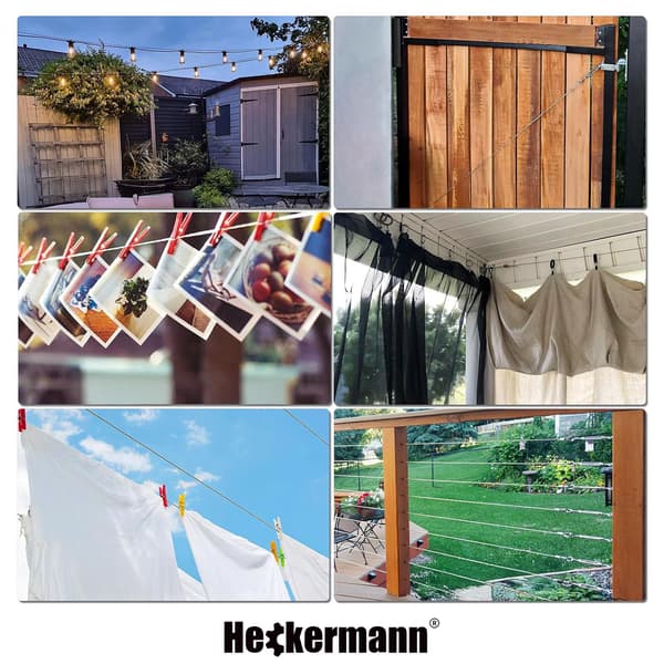 Rustfrit stålkabel 30m 3mm med tilbehør Heckermann 68in1
