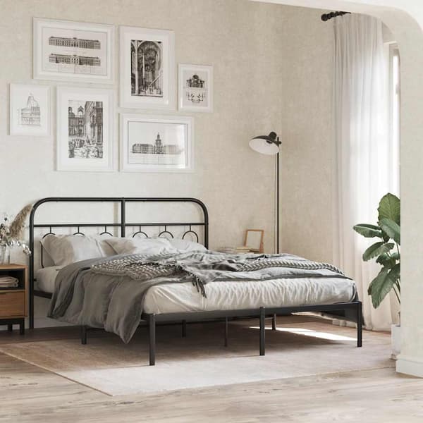 vidaXL metalsengegavl sort 137 cm