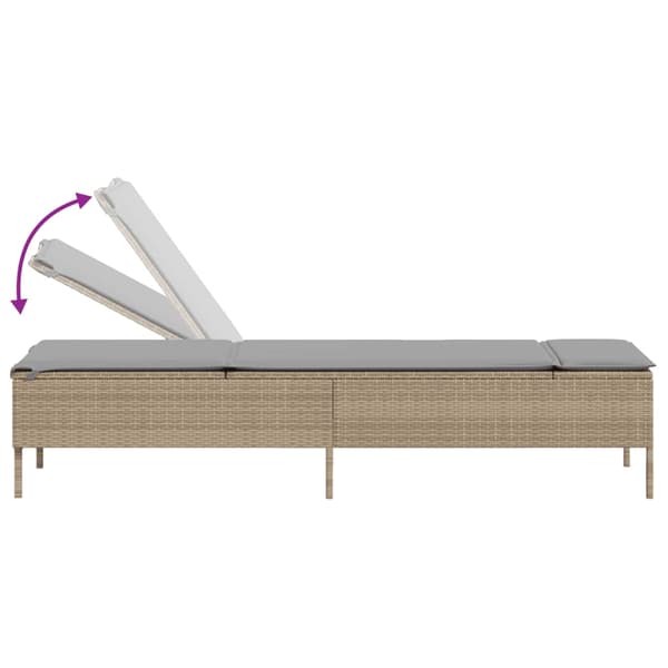 vidaXL Solstol med kudde, beige, polyrotting