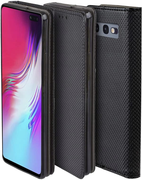 Etui med FLIP til SAMSUNG GALAXY S10E SMART BOOK MAGNETETUIL SORT + GLAS