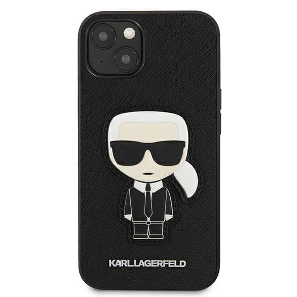 Karl Lagerfeld Saffiano Ikonik Karl`s Patch-etui til iPhone 13 mini, sort