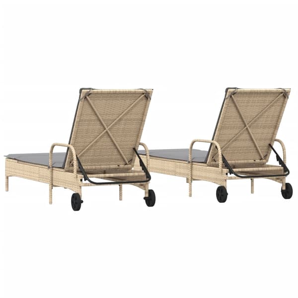 vidaXL Solstolar med kuddar, set om 2, beige, polyrotting