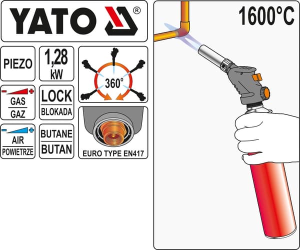 Yato YT-36709 gasbrænder til lodning