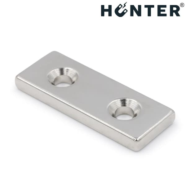 Neodymmagnet med hål för skruv 40x15x4mm rektangulär Hunter