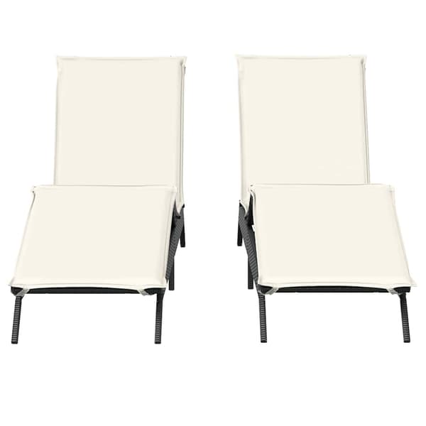 vidaXL liggestole med hynder, sæt med 2, sort, polyrattan