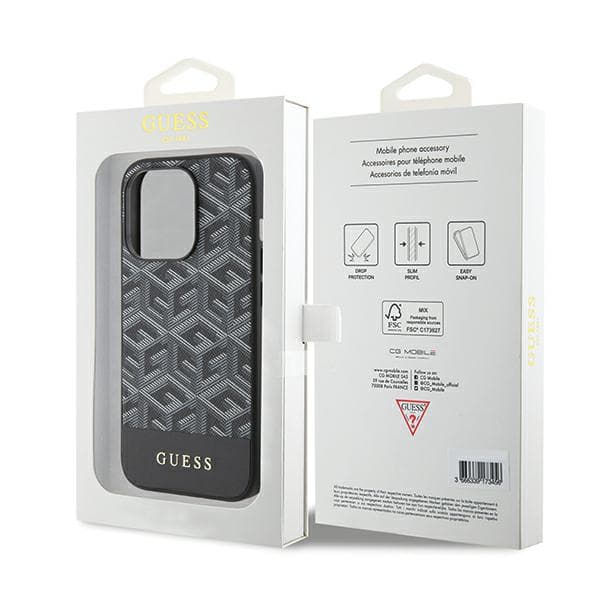 Guess GCube Stripes MagSafe-etui til iPhone 15 Pro Max, sort
