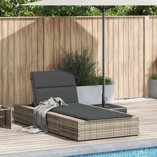 vidaXL liggestol med flydehynde lysegrå polyrattan