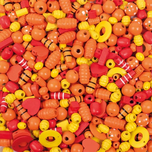 Tee-se-itse puuhelmet MAKRAMEE KELTAINEN ORANSSIN 250g