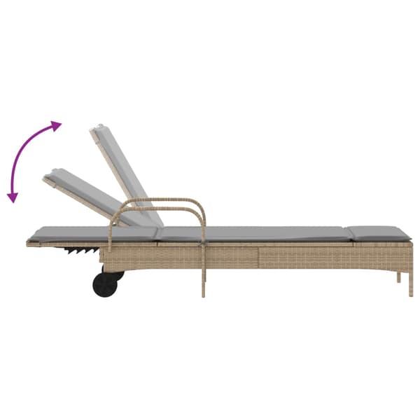 vidaXL Solstolar med kuddar, set om 2, beige, polyrotting