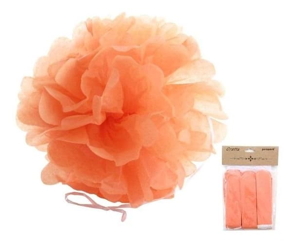 Pappersdekoration pompom orange 25cm 3st