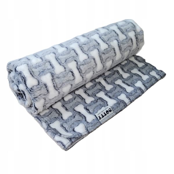 Blødt tæppe til hunde-katteseng DOTTY fleece minky grå terninger 80x55