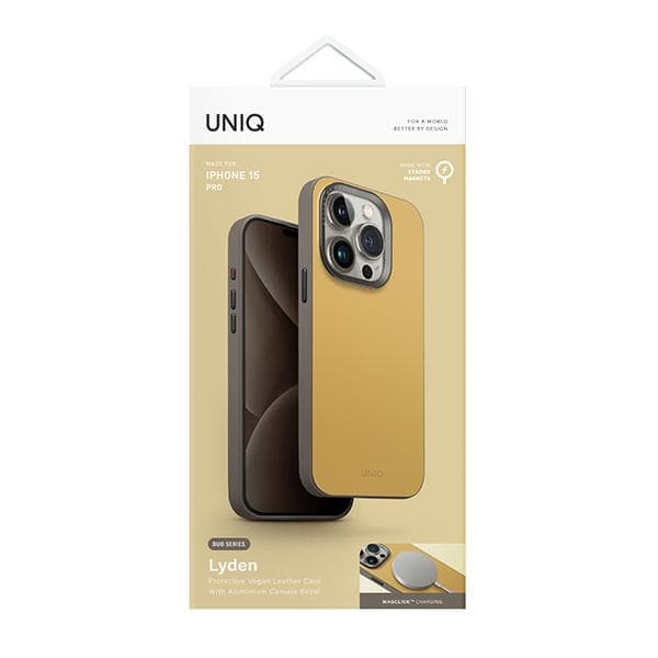 UNIQ Lyden DS-cover til iPhone 15 Pro, gul-grå