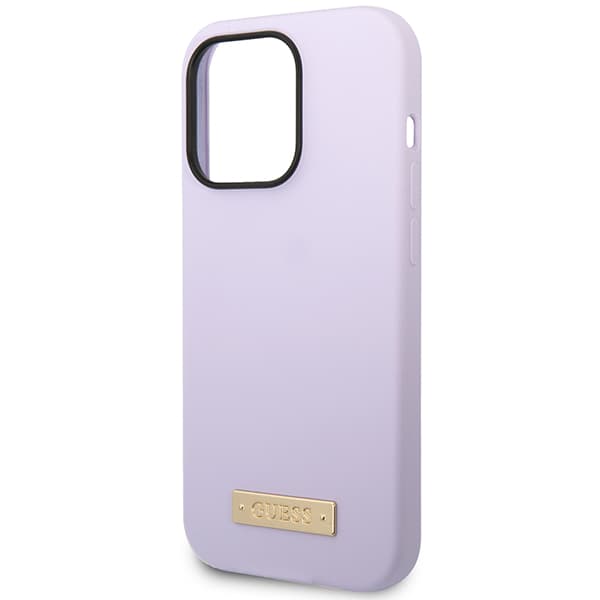 Guess Silikone Logo Plade MagSafe-etui til iPhone 14 Pro, Lilla