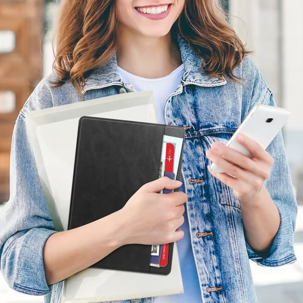 Fodral för Samsung Galaxy Tab A9+, visitkorts- och pennfack, svart