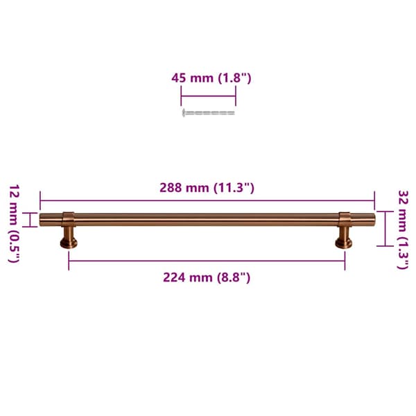 vidaXL skabsgreb, 5 stk., bronze, 480 mm, rustfrit stål