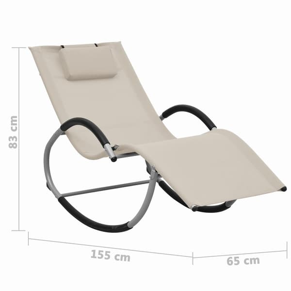 vidaXL Solstol med dyna, kräm, textilene