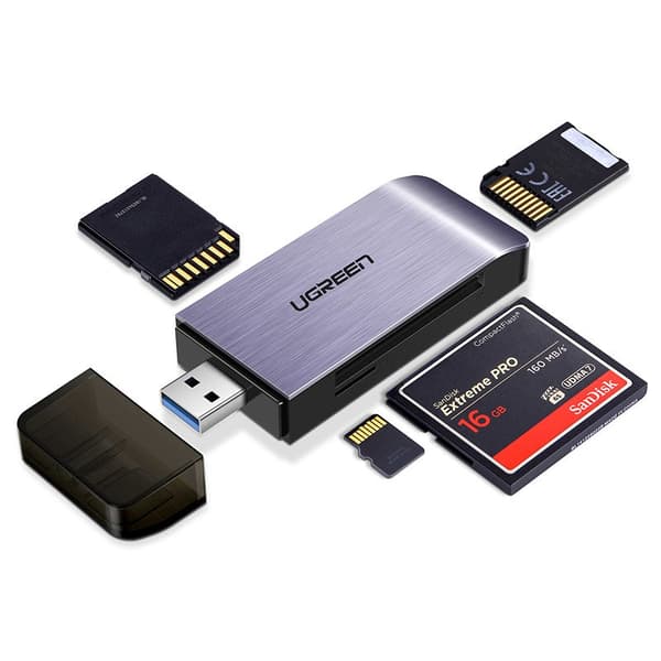SD / micro SD / CF / MS minneskortläsare USB 3.0-kontakt - grå