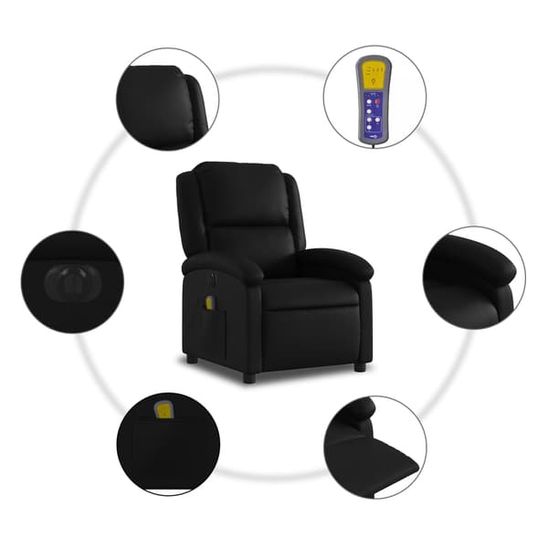 vidaXL elektrisk lænestol med massagefunktion, sort, kunstlæder