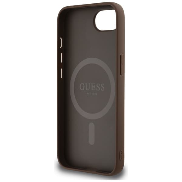 Guess 4G Circle Classic Logo-etui til MagSafe til iPhone 16e, brun