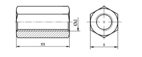 Kopplingsmutter M16x48 DIN 6334 förzinkad.