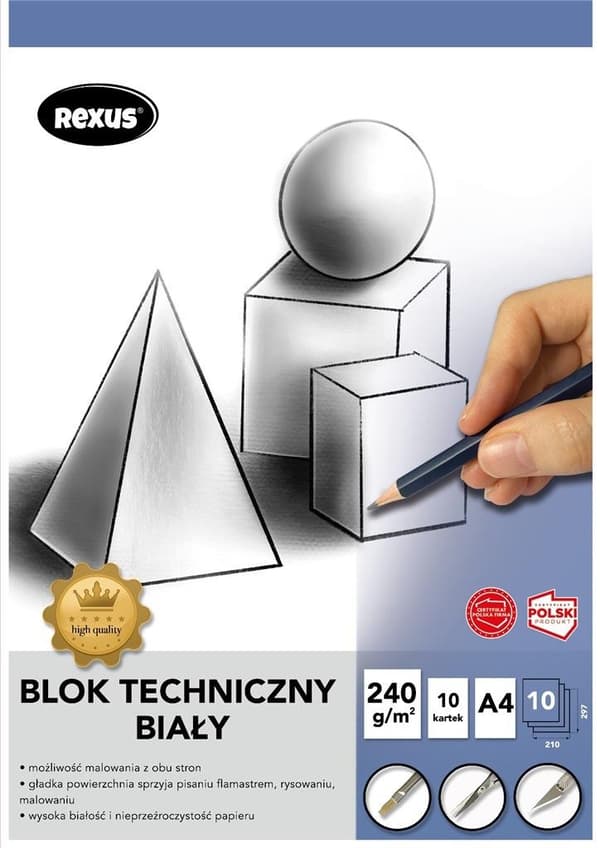 Teknisk blok A4/10K hvid Premium