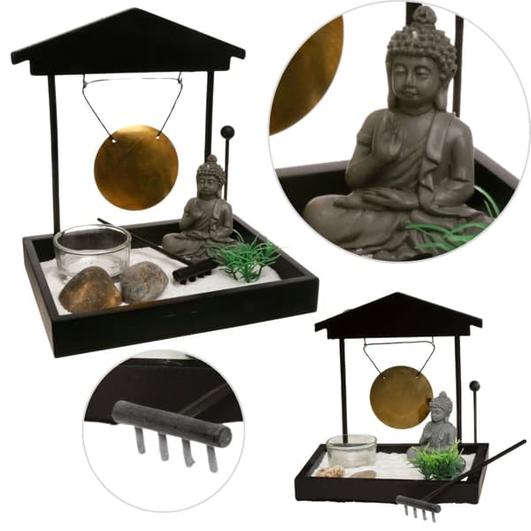 Zenhave med Buddha-figur 12x15 cm