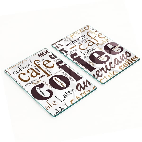 Multifunktionella köksväggtavlor i härdat glas, kaffe, 2x40x52 cm