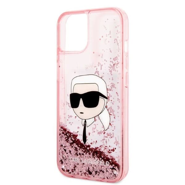 Karl Lagerfeld Glitter Karl Head-etui til iPhone 14 Plus, lyserød