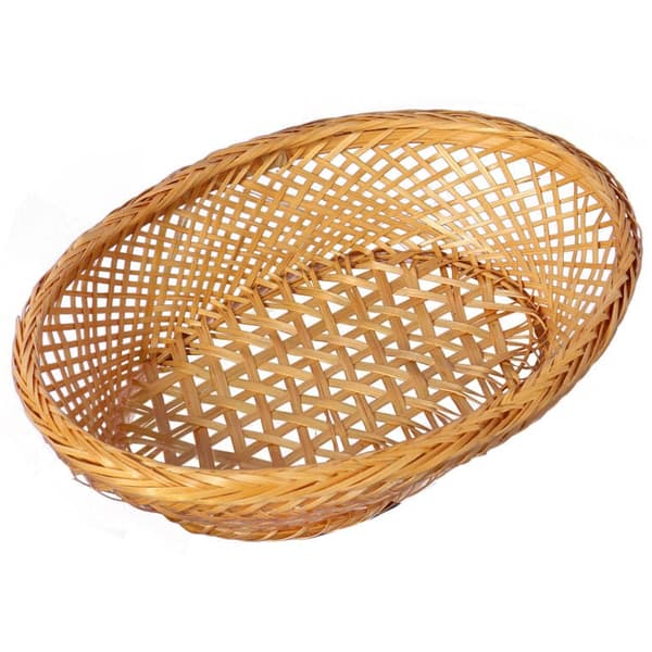 Bambuinen leipäkori, soikea, 18x14cm, kermanvärinen
