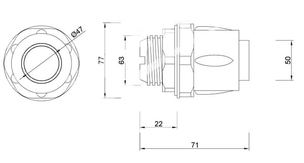 Packbox Packbox för flexibelt rör GUS diameter 50mm / MG63 Grå IP65